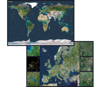 DUO Schreibunterlage Welt Satellitenbild / Europa Satellitenbild