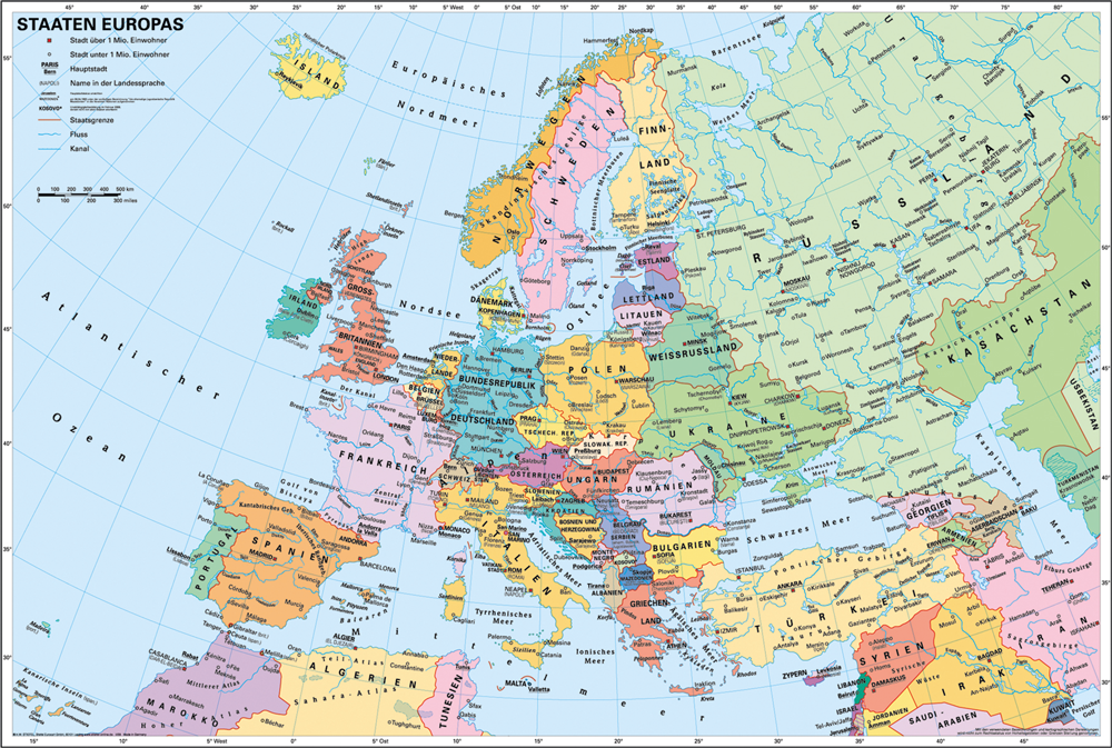 Duo Schreibunterlage Europa Physisch Politisch Lerndino De
