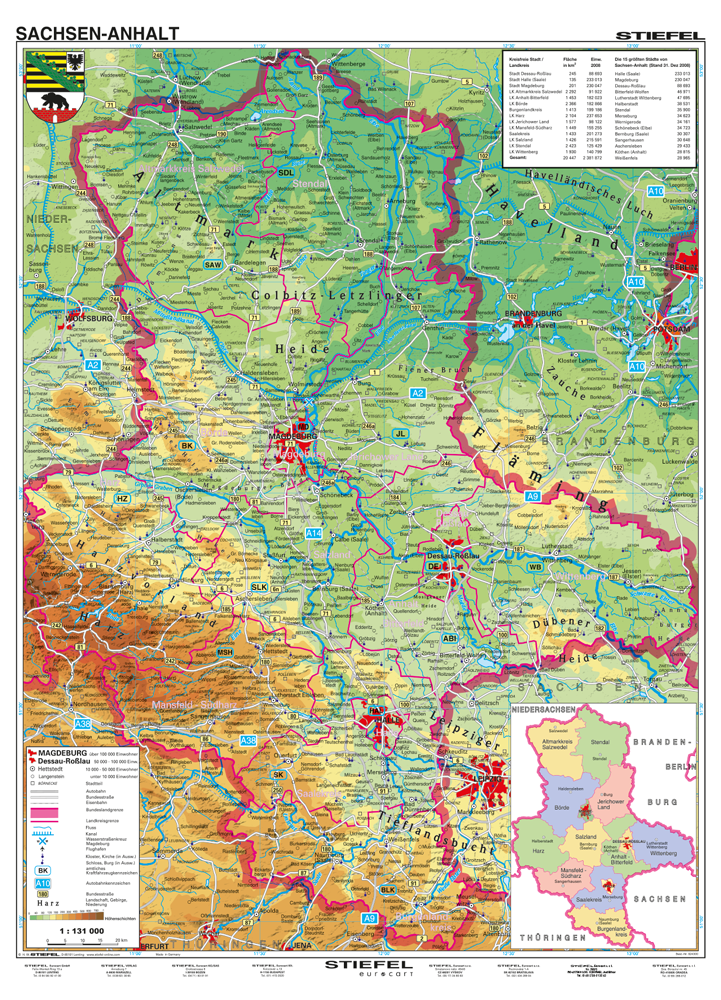 Handkarte Sachsen-Anhalt physisch Set - Lerndino.de