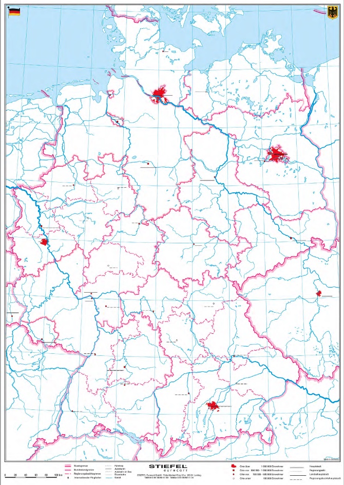 Deutschland politisch A4 stummeKarte vSTIEFEL